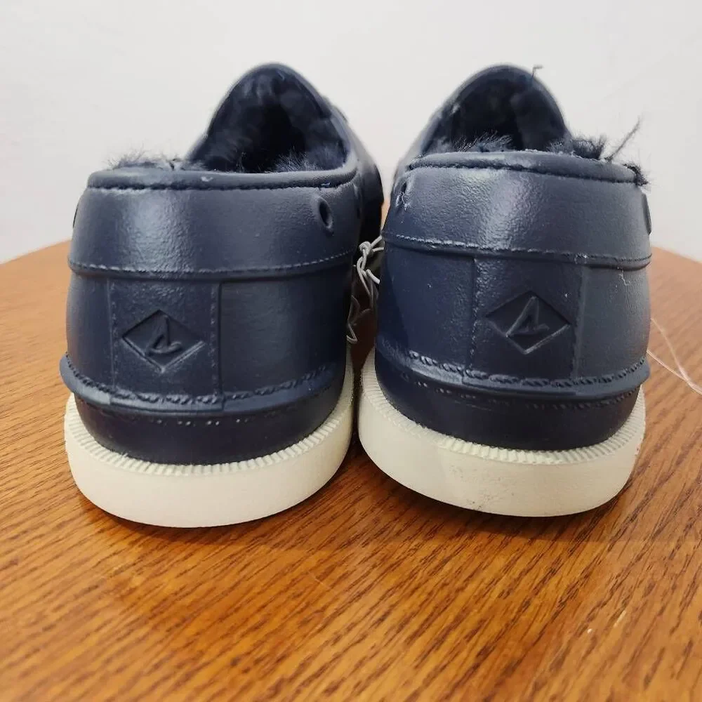 Sperry Women's Navy Float Boat Shoes with Faux Fur Lining Size 8 NWOT